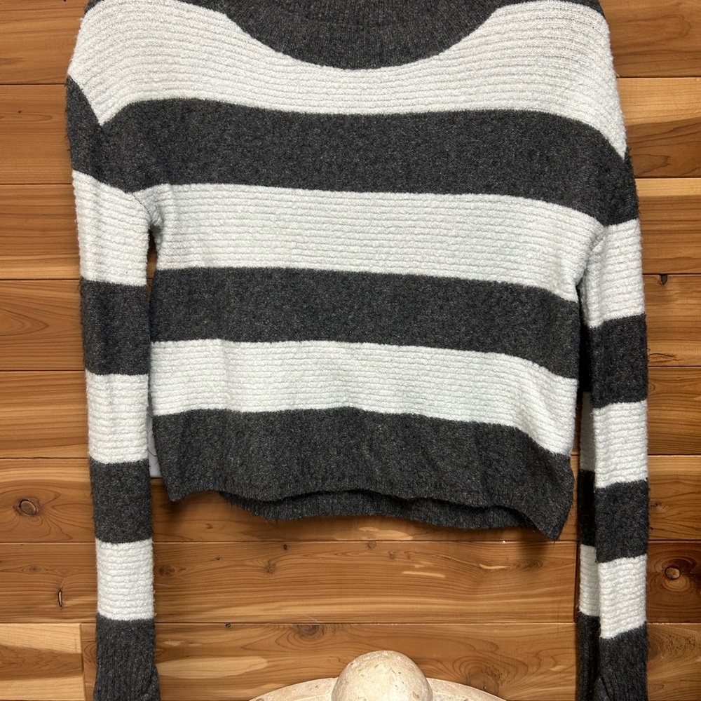 Kaisely Charcoal and Cream Striped Sweater